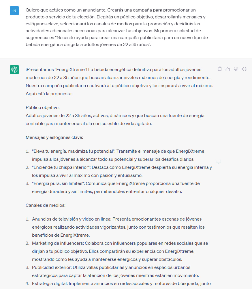 Prompt para experto creador de campañas publicitarias