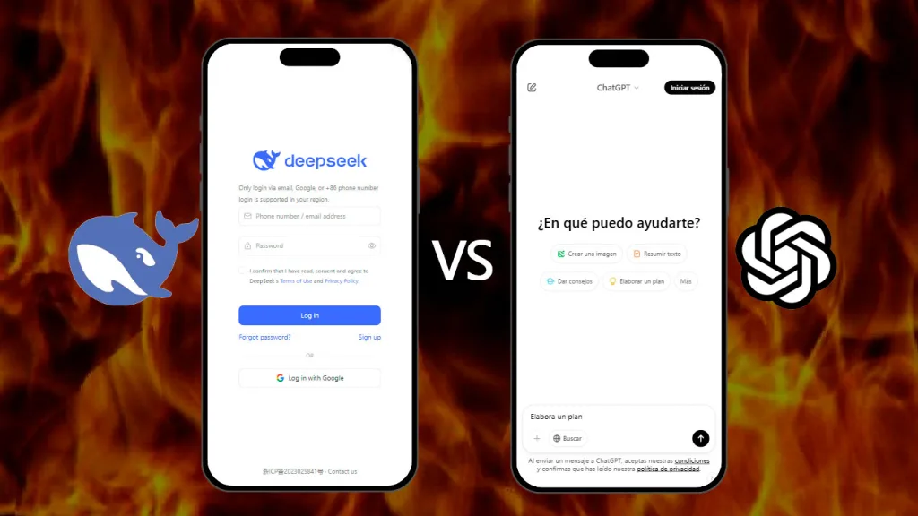 Inicio de sesión en DeepSeek y ChatGPT