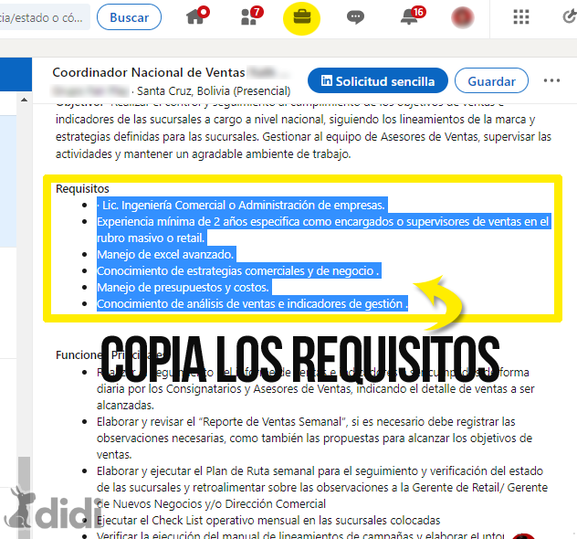 Usa chatGPT para encontrar trabajo en LinkedIN