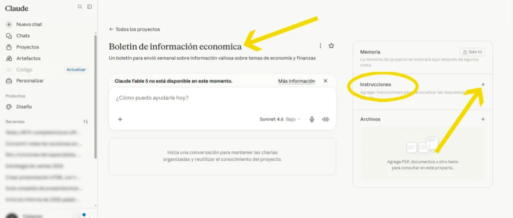 cómo usar Claude Proyectos