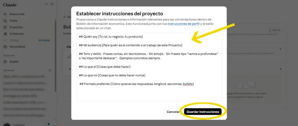 guía Claude Proyectos