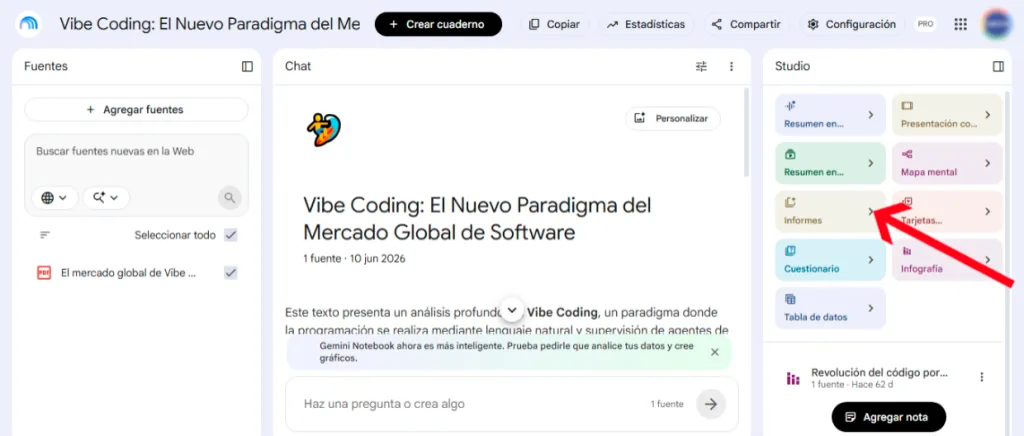 resúmenes con Gemini Notebook