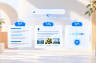Qué es SEO, GEO y AEO (y en qué se diferencian) Explicación sencilla